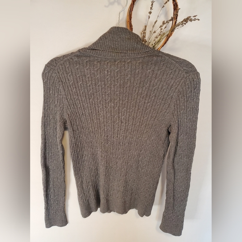 Talbots Grey Ribbed Turtleneck Sweater - Picture 5 of 10